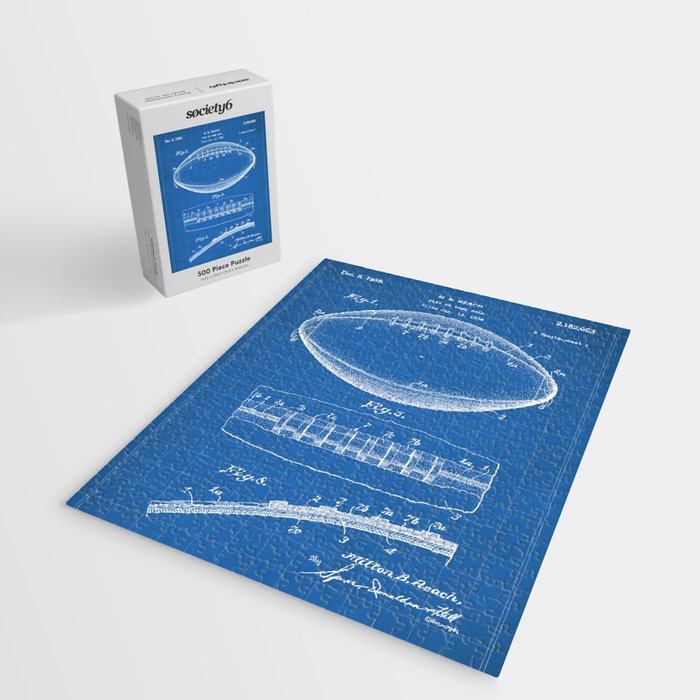 Football Patent - American Football Art - Blueprint Jigsaw Puzzle Gallery Image 2