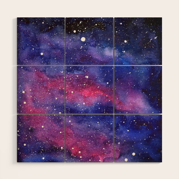 Nebula Galaxy Watercolor Space Sky Wood Wall Art Gallery Image 1