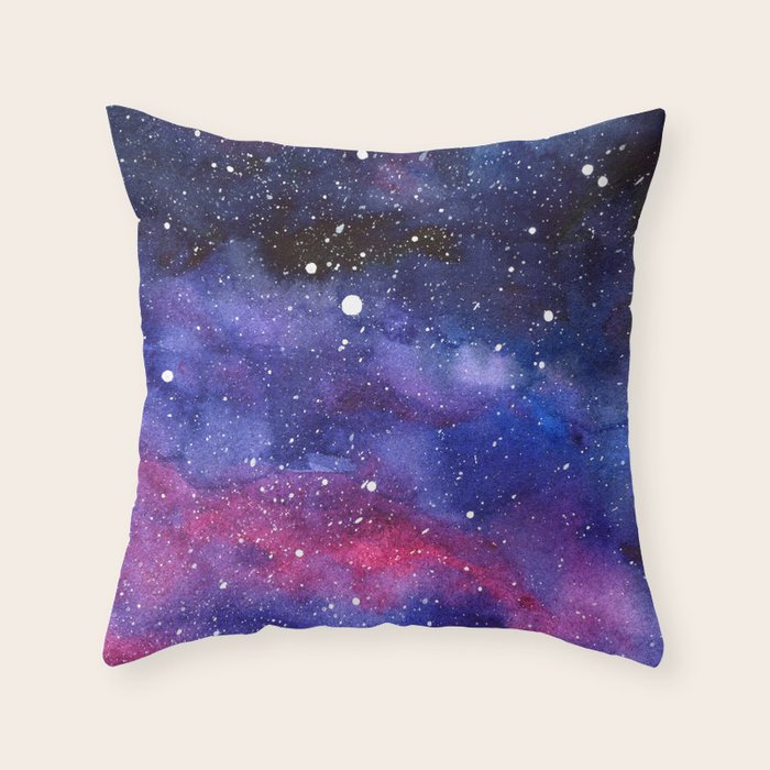 Nebula Galaxy Watercolor Space Sky Throw Pillow Gallery Image 6