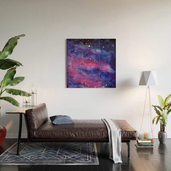 Nebula Galaxy Watercolor Space Sky Wood Wall Art Gallery Image 2