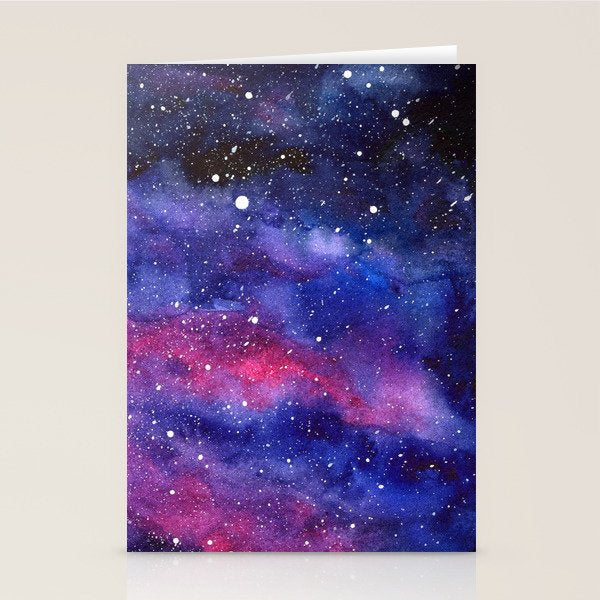 Nebula Galaxy Watercolor Space Sky Stationery Card Gallery Image 2