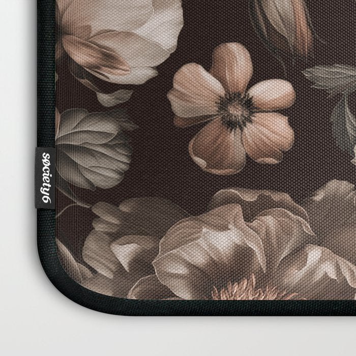 Opulent Floral Drama Moody Dark Brown Botanical Vibes Laptop Sleeve Gallery Image 3