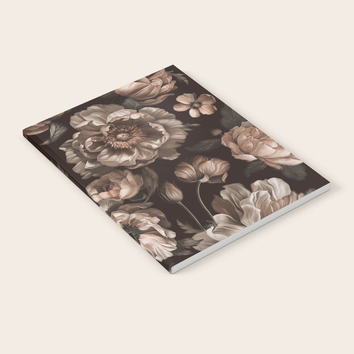 Opulent Floral Drama Moody Dark Brown Botanical Vibes Notebook Gallery Image 1