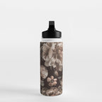 Opulent Floral Drama Moody Dark Brown Botanical Vibes Water Bottle Gallery Image 3