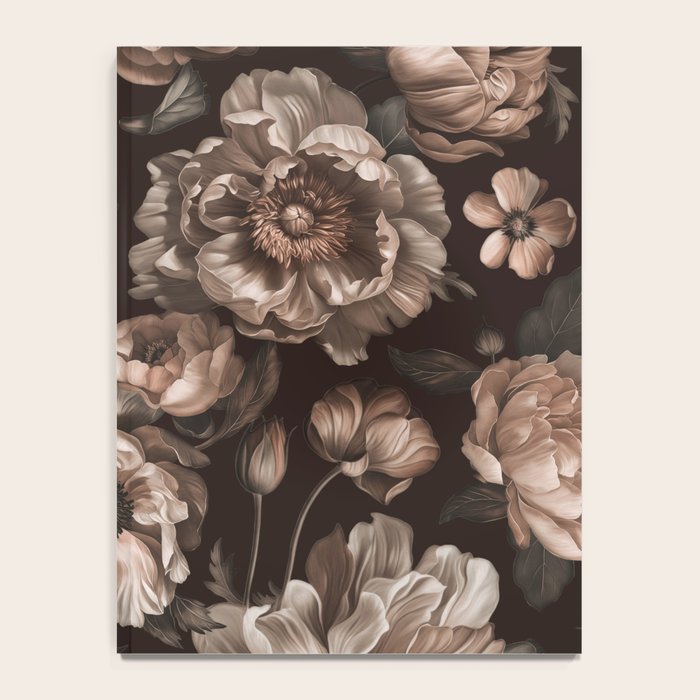 Opulent Floral Drama Moody Dark Brown Botanical Vibes Notebook Gallery Image 4
