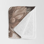 Opulent Floral Drama Moody Dark Brown Botanical Vibes Throw Blanket Gallery Image 3