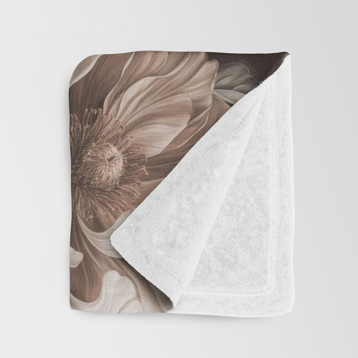 Opulent Floral Drama Moody Dark Brown Botanical Vibes Throw Blanket Gallery Image 3