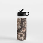 Opulent Floral Drama Moody Dark Brown Botanical Vibes Water Bottle Gallery Image 1
