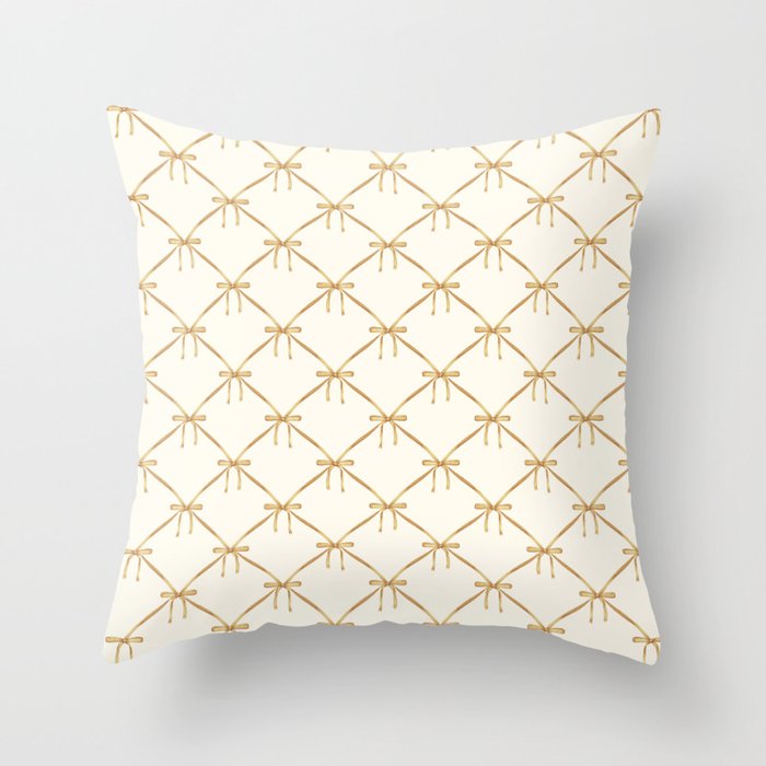 Bows & Ribbons Pattern III Neutral Throw Pillow Gallery Image 6