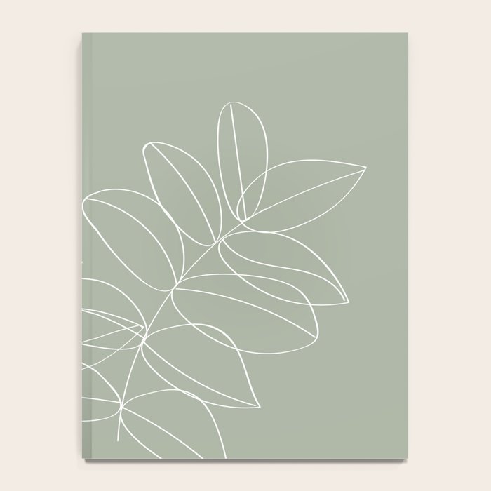 Boho Sage Green, Decor, Line Art, Botanical Leaves Notebook Gallery Image 4