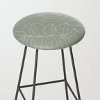 Boho Sage Green, Decor, Line Art, Botanical Leaves Stool Gallery Image 2