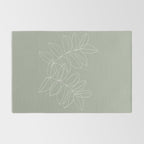 Boho Sage Green, Decor, Line Art, Botanical Leaves Rug Gallery Image 2