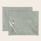 Boho Sage Green, Decor, Line Art, Botanical Leaves Placemat Gallery Image 1