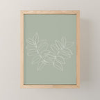 Boho Sage Green, Decor, Line Art, Botanical Leaves Mini Art Print Gallery Image 1