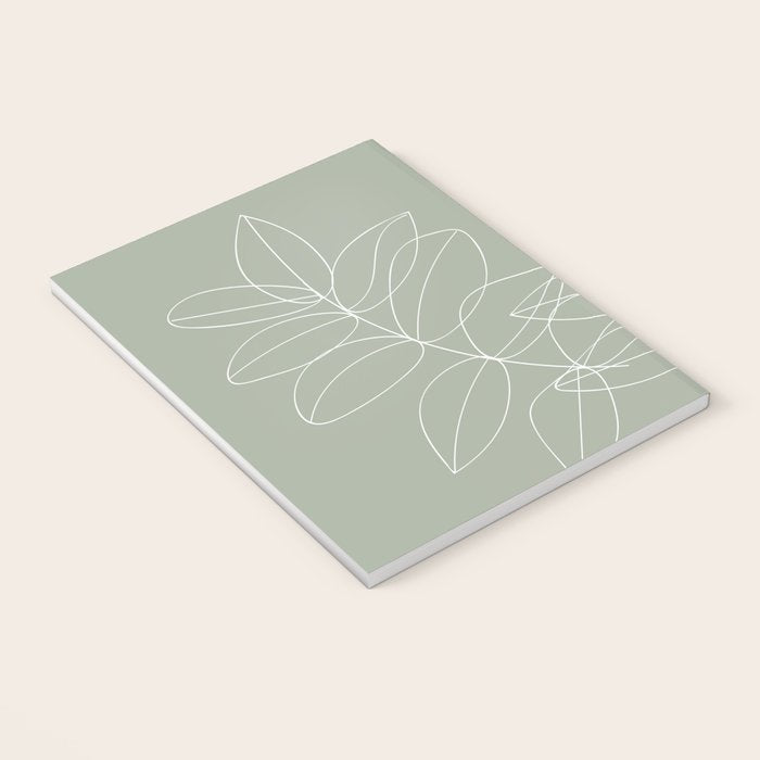 Boho Sage Green, Decor, Line Art, Botanical Leaves Notebook Gallery Image 3