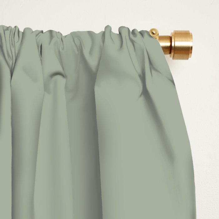 Boho Sage Green, Decor, Line Art, Botanical Leaves Window Curtain Gallery Image 2