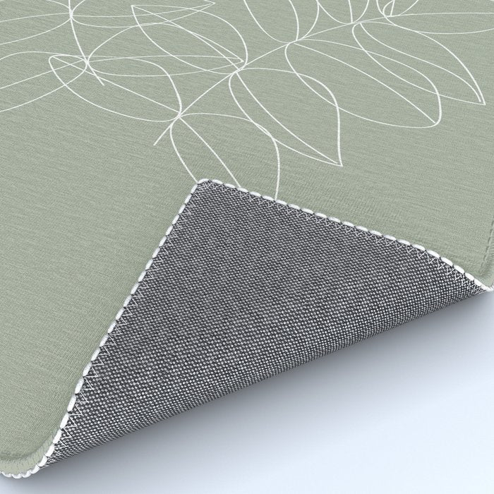 Boho Sage Green, Decor, Line Art, Botanical Leaves Rug Gallery Image 4