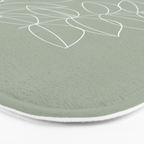 Boho Sage Green, Decor, Line Art, Botanical Leaves Bath Mat Gallery Image 3