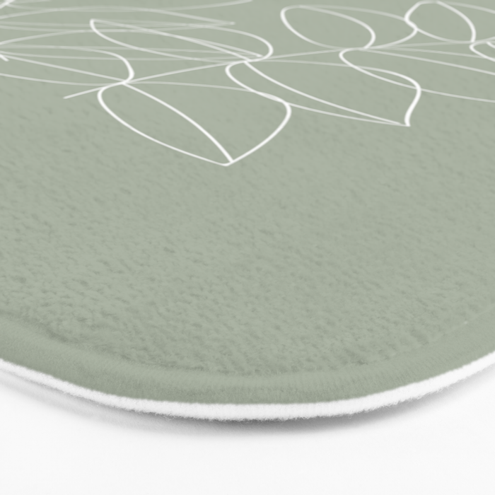 Boho Sage Green, Decor, Line Art, Botanical Leaves Bath Mat Gallery Image 3