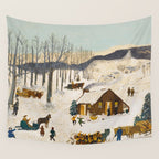 Anna Mary Robertson 'Grandma' Moses Sugaring Off American Folk Art Wall Tapestry Gallery Image 4