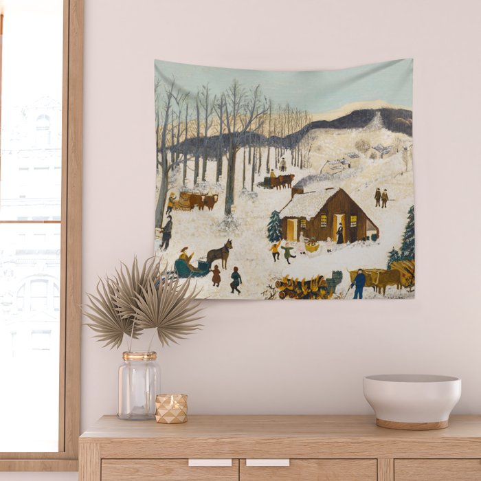Anna Mary Robertson 'Grandma' Moses Sugaring Off American Folk Art Wall Tapestry Gallery Image 2