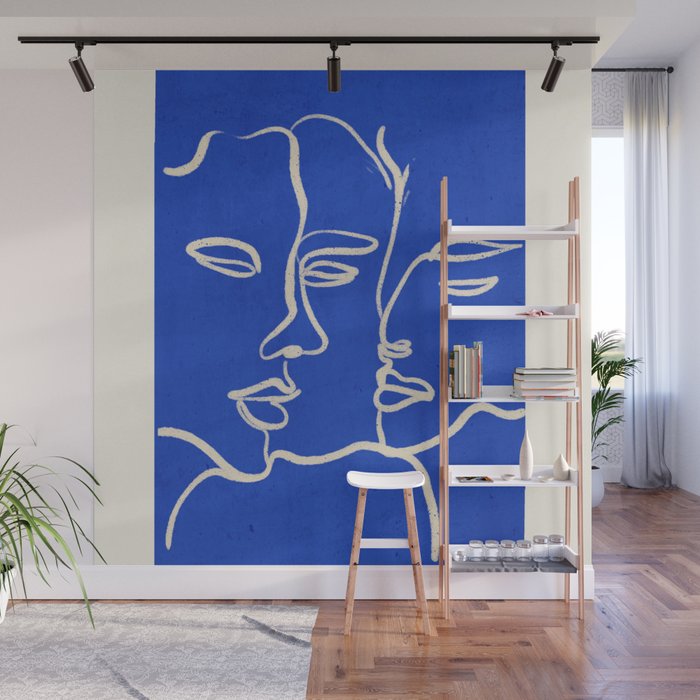 Minimal Abstract Art Three Faces 2 Wall Mural Gallery Image 1