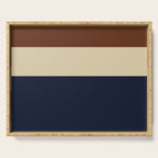 Color Block Triple - Minimalist Solid Stripe Pattern in Brown, Cream Beige, and Dark Navy Blue Serving Tray Gallery Image 1