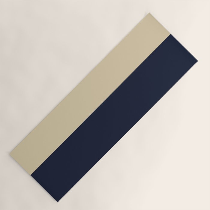 Color Block Triple - Minimalist Solid Stripe Pattern in Brown, Cream Beige, and Dark Navy Blue Yoga Mat Gallery Image 1