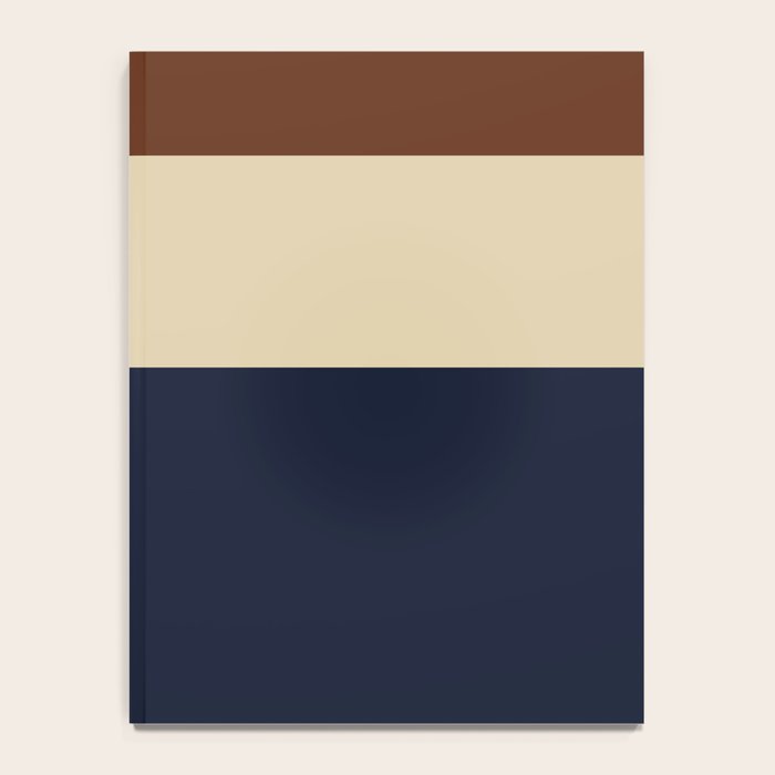 Color Block Triple - Minimalist Solid Stripe Pattern in Brown, Cream Beige, and Dark Navy Blue Notebook Gallery Image 4