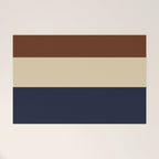 Color Block Triple - Minimalist Solid Stripe Pattern in Brown, Cream Beige, and Dark Navy Blue Welcome Mat Gallery Image 1