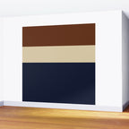 Color Block Triple - Minimalist Solid Stripe Pattern in Brown, Cream Beige, and Dark Navy Blue Wall Mural Gallery Image 2