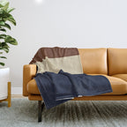 Color Block Triple - Minimalist Solid Stripe Pattern in Brown, Cream Beige, and Dark Navy Blue Throw Blanket Gallery Image 1