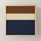 Color Block Triple - Minimalist Solid Stripe Pattern in Brown, Cream Beige, and Dark Navy Blue Mini Art Print Gallery Image 1