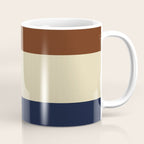 Color Block Triple - Minimalist Solid Stripe Pattern in Brown, Cream Beige, and Dark Navy Blue Coffee Mug Gallery Image 1