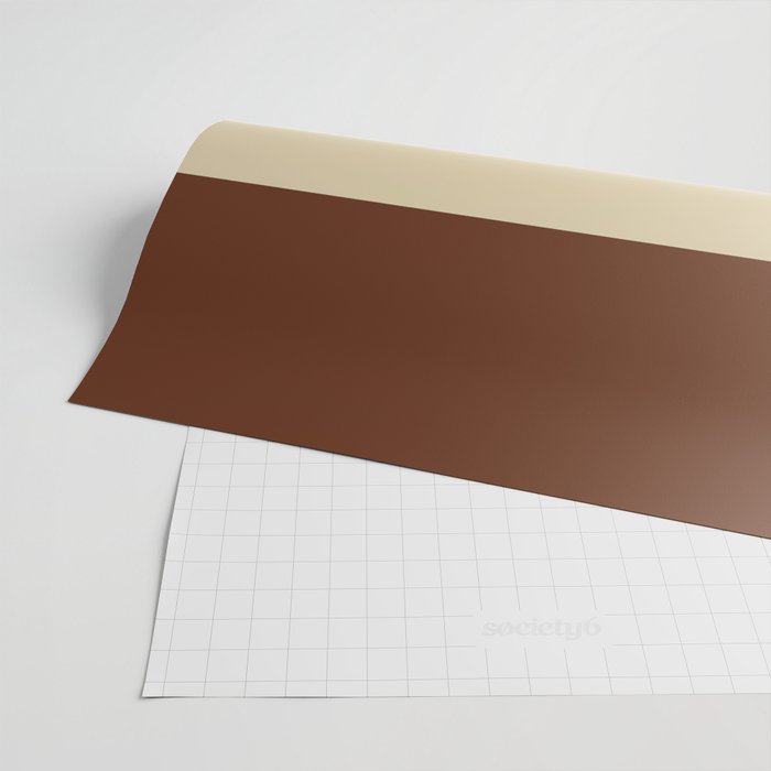 Color Block Triple - Minimalist Solid Stripe Pattern in Brown, Cream Beige, and Dark Navy Blue Wrapping Paper Gallery Image 2
