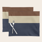 Color Block Triple - Minimalist Solid Stripe Pattern in Brown, Cream Beige, and Dark Navy Blue Placemat Gallery Image 1