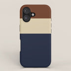 Color Block Triple - Minimalist Solid Stripe Pattern in Brown, Cream Beige, and Dark Navy Blue iPhone Case Gallery Image 1