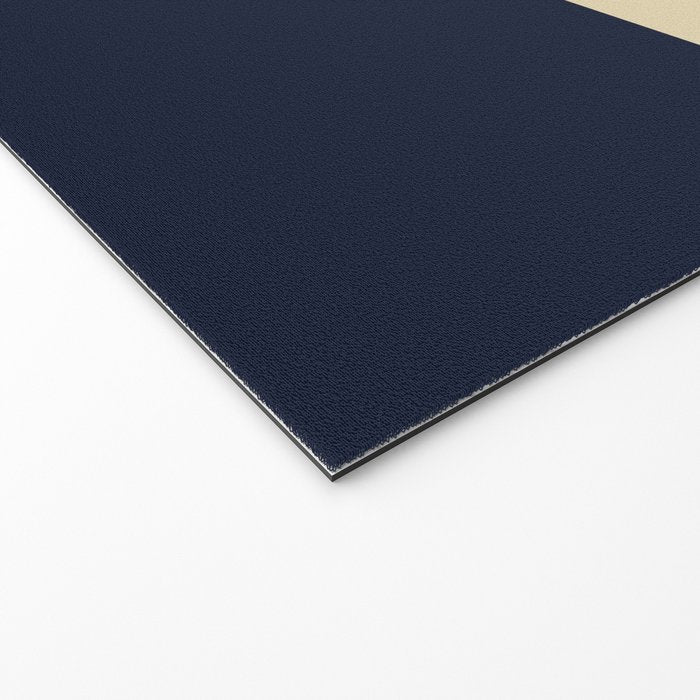 Color Block Triple - Minimalist Solid Stripe Pattern in Brown, Cream Beige, and Dark Navy Blue Welcome Mat Gallery Image 2