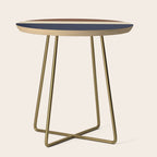 Color Block Triple - Minimalist Solid Stripe Pattern in Brown, Cream Beige, and Dark Navy Blue Side Table Gallery Image 1