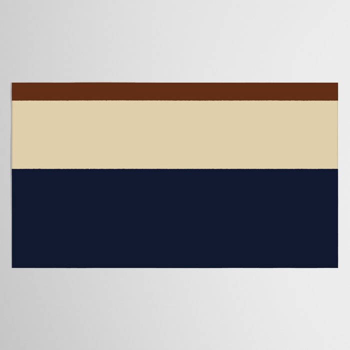 Color Block Triple - Minimalist Solid Stripe Pattern in Brown, Cream Beige, and Dark Navy Blue Tablecloth Gallery Image 2