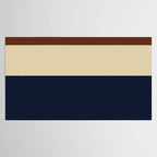 Color Block Triple - Minimalist Solid Stripe Pattern in Brown, Cream Beige, and Dark Navy Blue Tablecloth Gallery Image 2