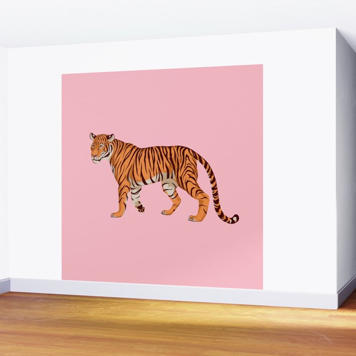Tiger - Pink Wall Mural Gallery Image 2