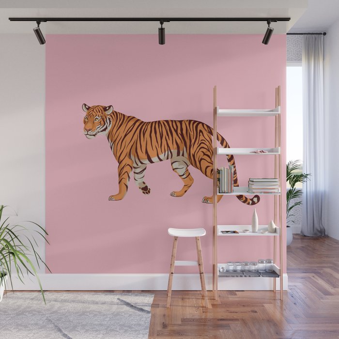 Tiger - Pink Wall Mural Gallery Image 1