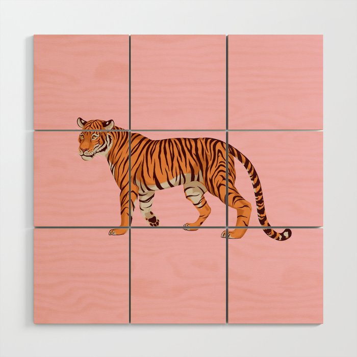 Tiger - Pink Wood Wall Art Gallery Image 1