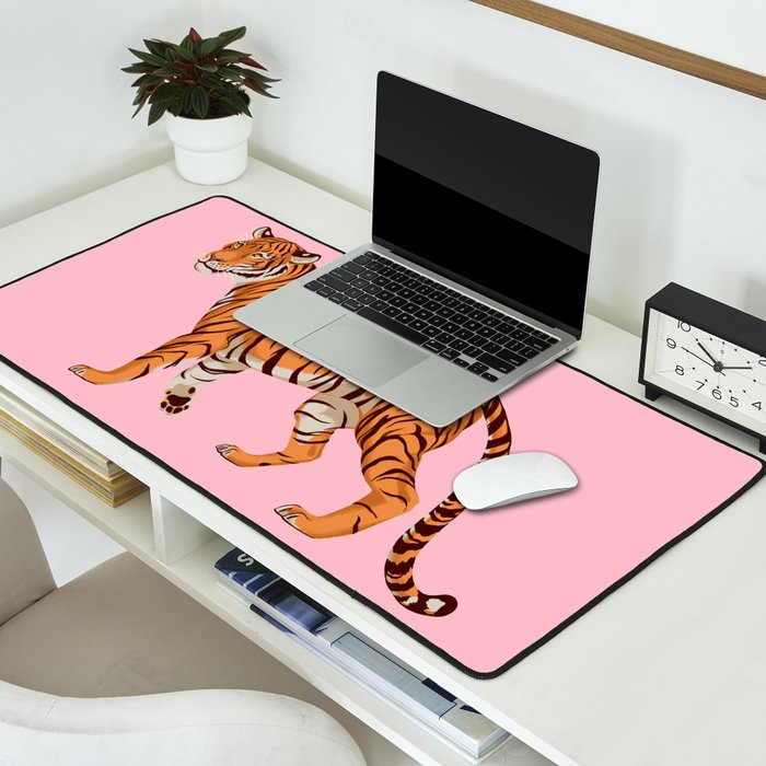 Tiger - Pink Desk Mat Gallery Image 2