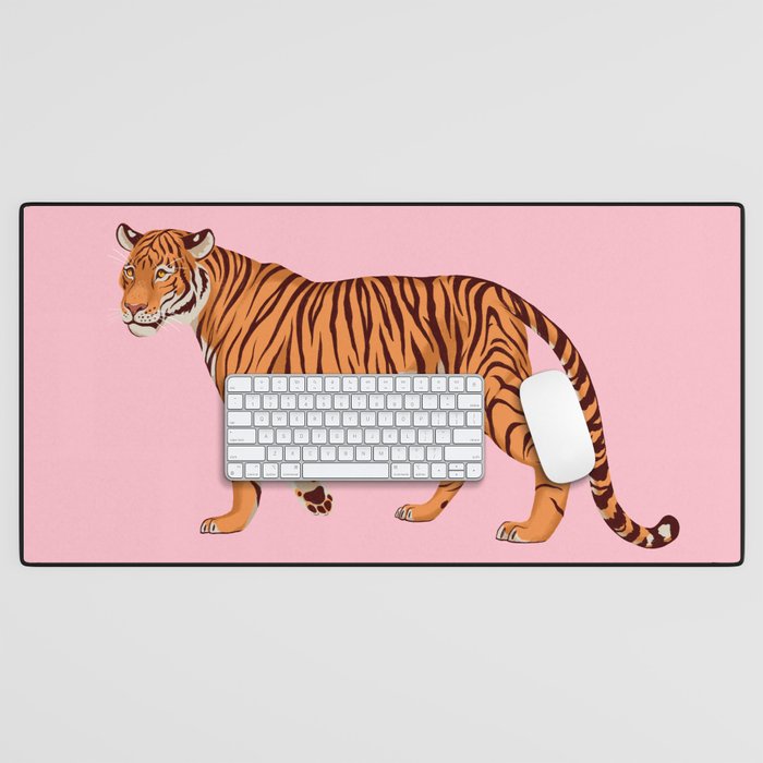 Tiger - Pink Desk Mat Gallery Image 1