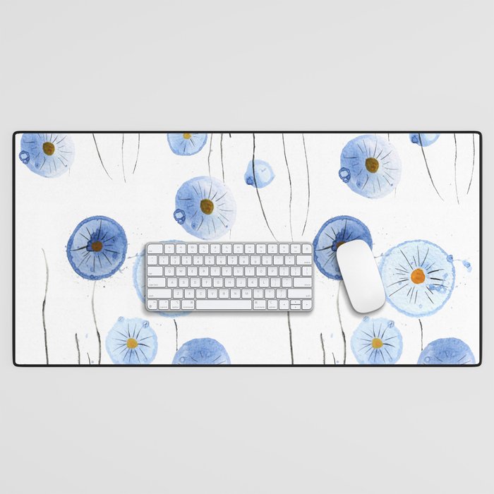 blue abstract dandelion 2 Desk Mat Gallery Image 1