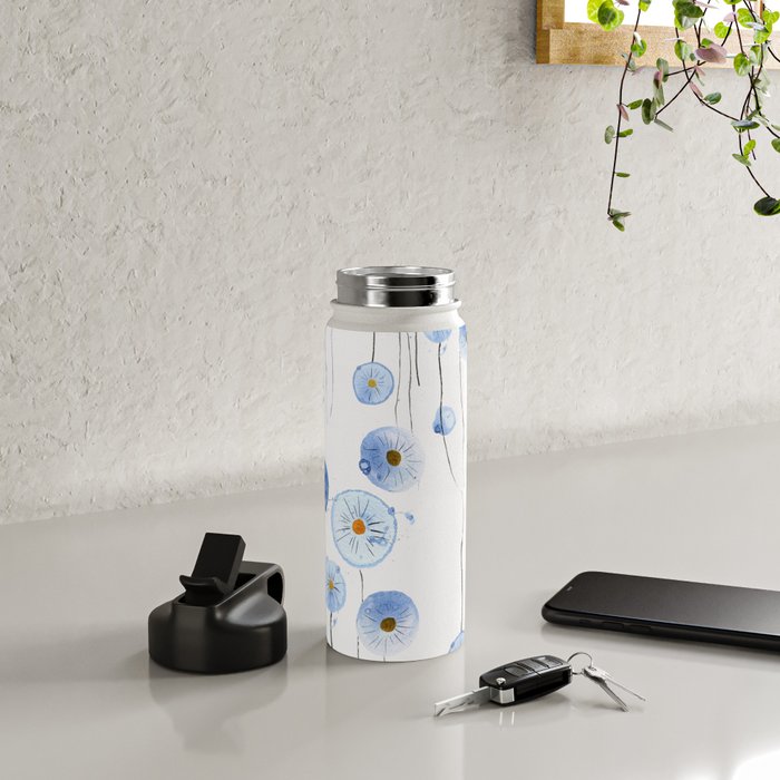 blue abstract dandelion 2 Water Bottle Gallery Image 4