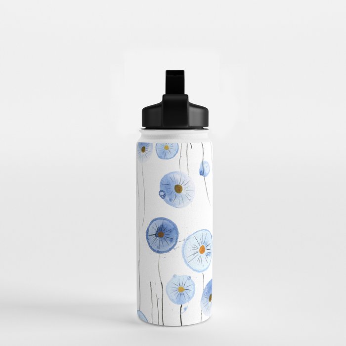 blue abstract dandelion 2 Water Bottle Gallery Image 2
