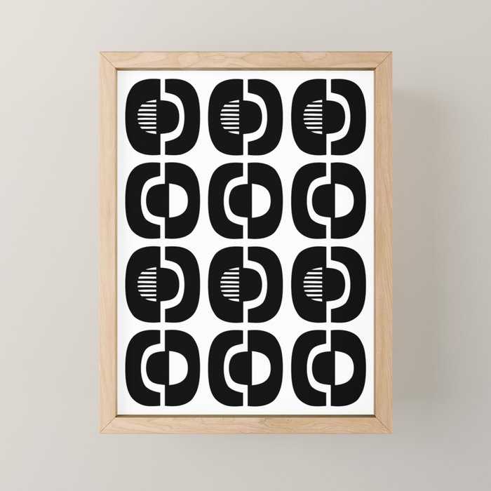 Mid Century Modern Geometric 921 Black and White Mini Art Print Gallery Image 1